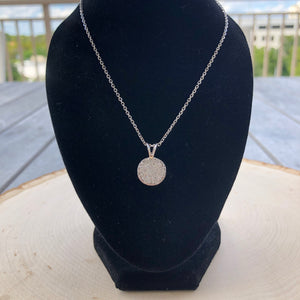 Pave Circle Diamond Pendant Necklace